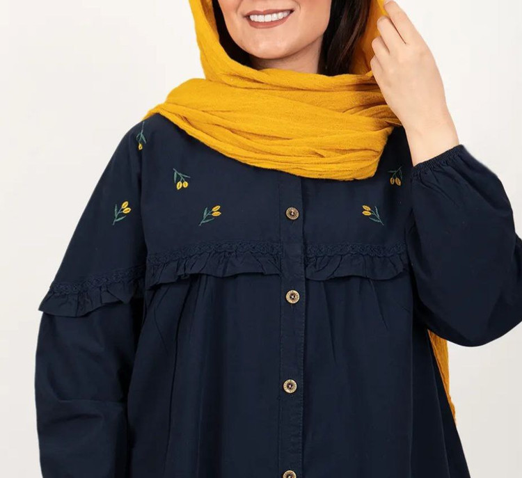 مانتو زنانه گلدوزیشده الیاف طبیعی