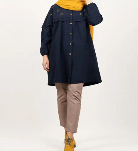 مانتو زنانه گلدوزیشده الیاف طبیعی