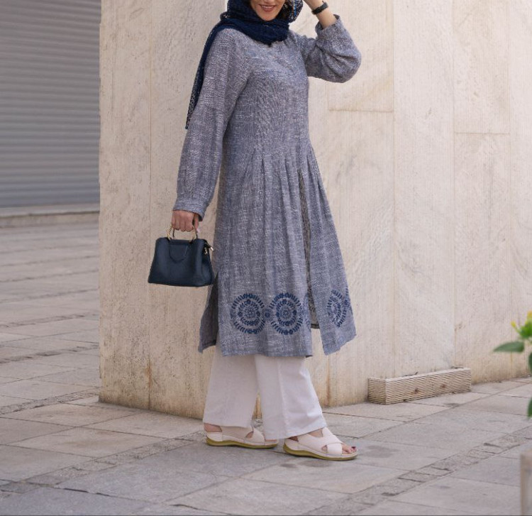 مانتو بلند جلو باز زنانه تابستانه مدل روناهی