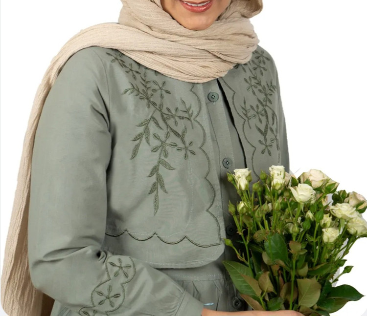 مانتو زنانه بلند دکمه دار الیاف طبیعی مدل سایه